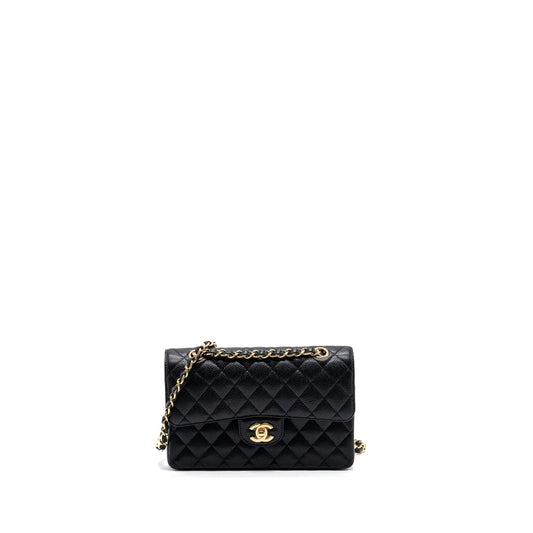 Chanel small classic double flap bag caviar black GHW