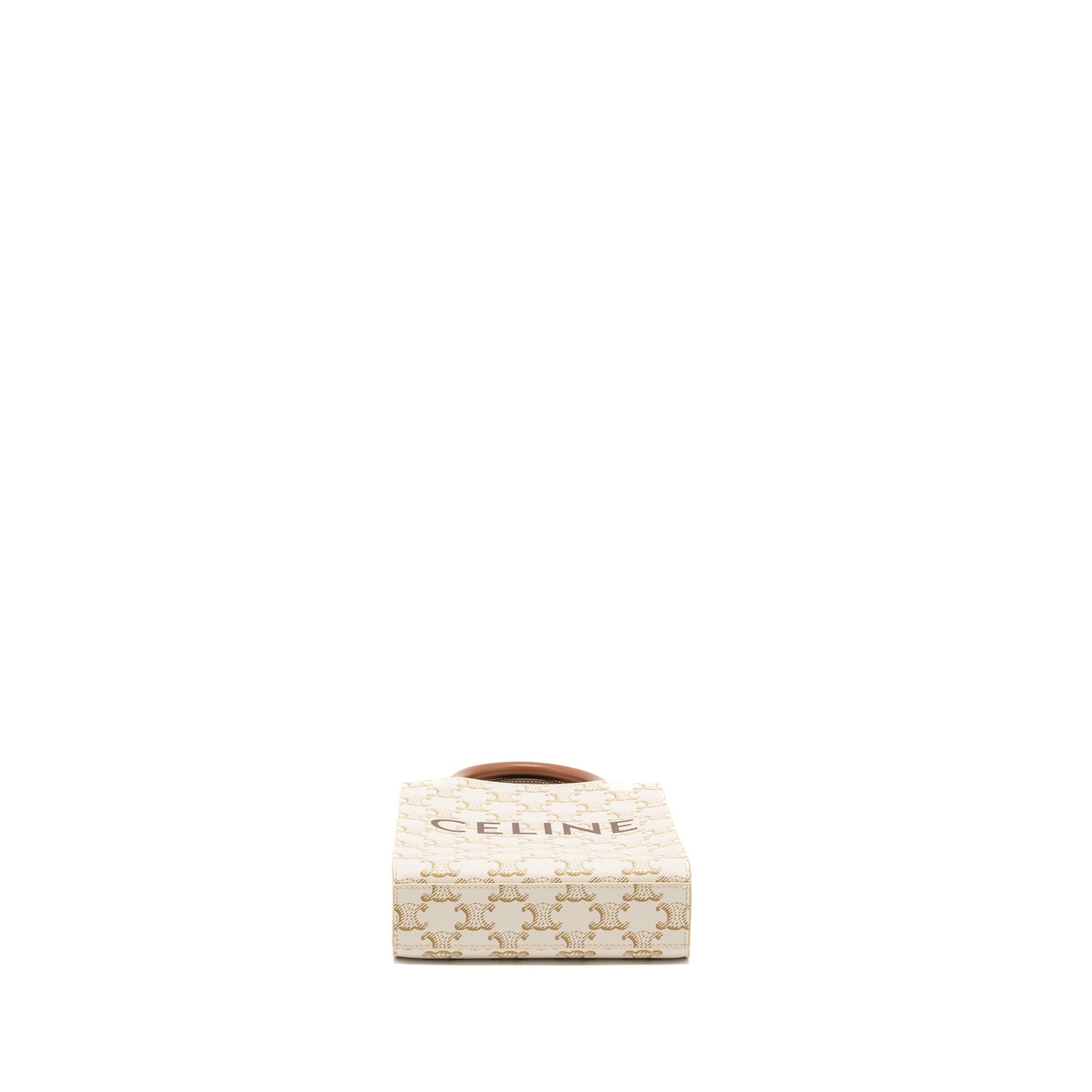 Celine Mini Vertical Cabas in Triomphe Canvas/Calfskin White GHW