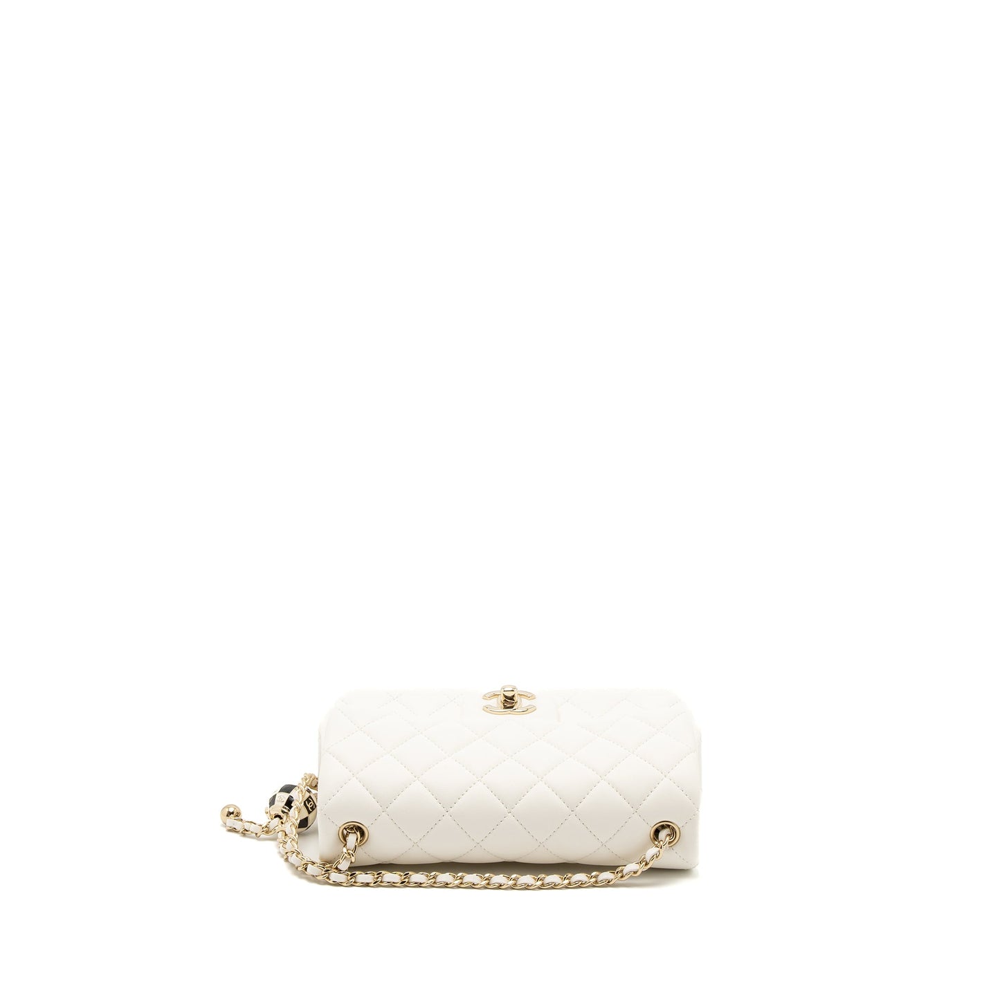 Chanel 23C Pearl Crush Mini Rectangular Flap Bag Lambskin White LGHW (Microchip)