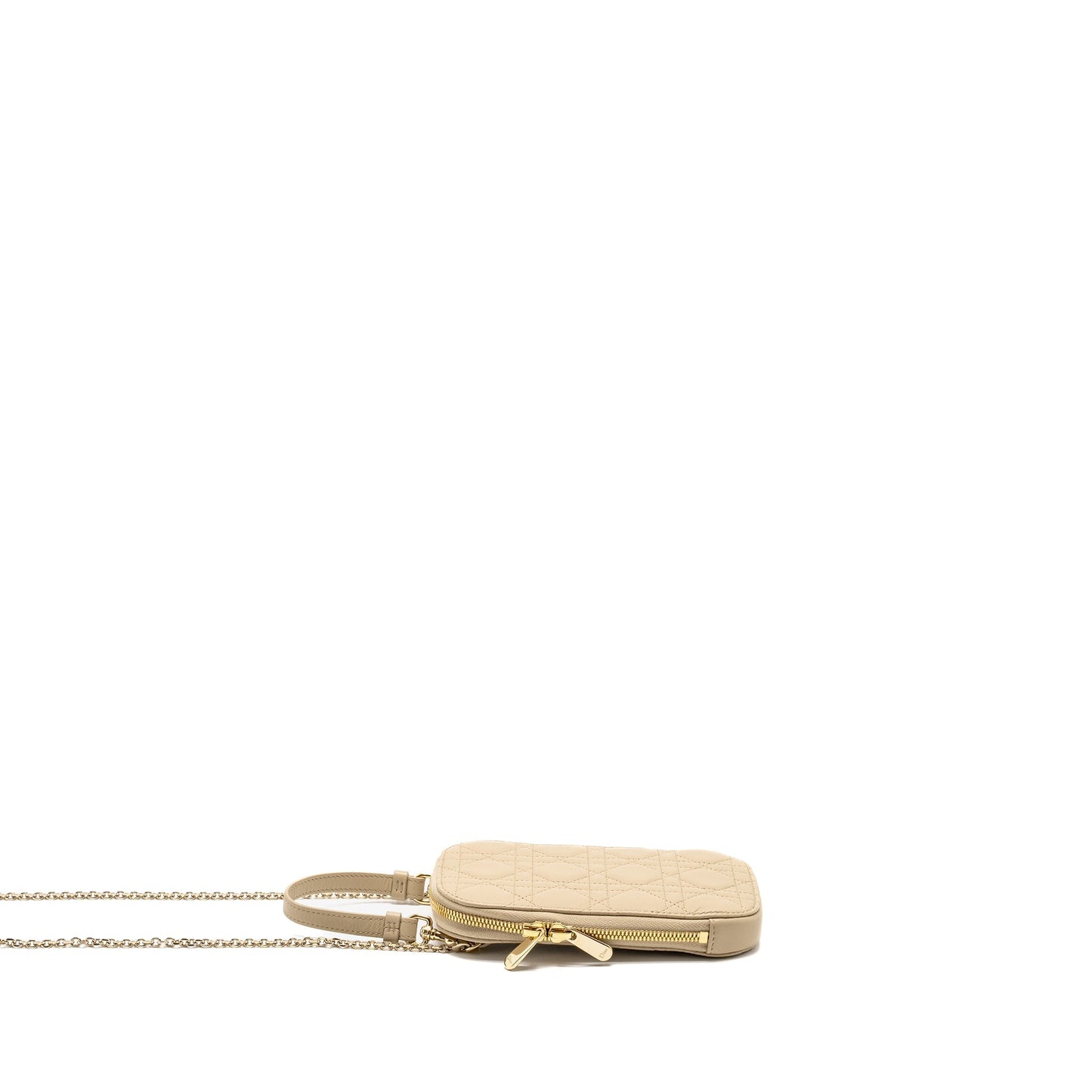 Luxury Dior Lady Luxury Dior Call'in Luxury Dior Phone Holder Cannage Lambskin Beige GHW