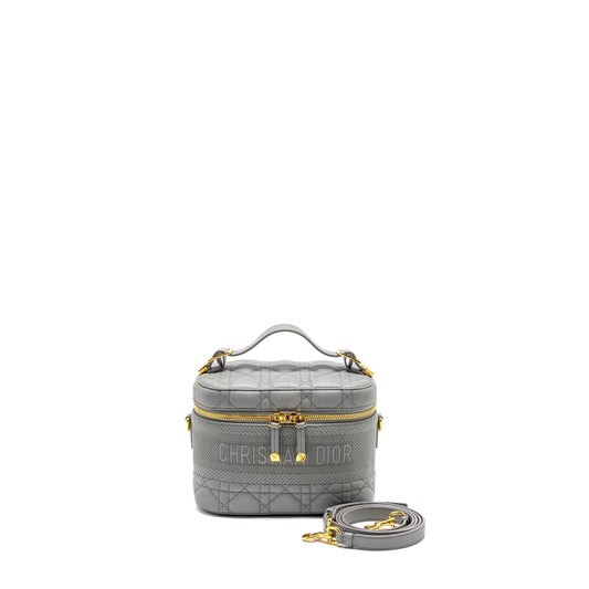Luxury Dior Small Luxury Diortravel Vanity Case Cannage Lambskin Grey GHW