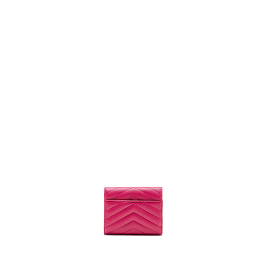Saint laurent compact tri-fold wallet calfskin pink GHW