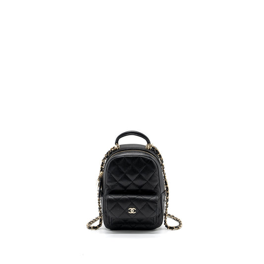 Chanel 24C mini backpack / crossbody bag caviar black LGHW (microchip)
