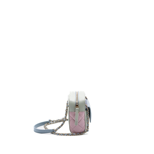Chanel small camera bag goatskin multicolor green / blue / pink LGHW