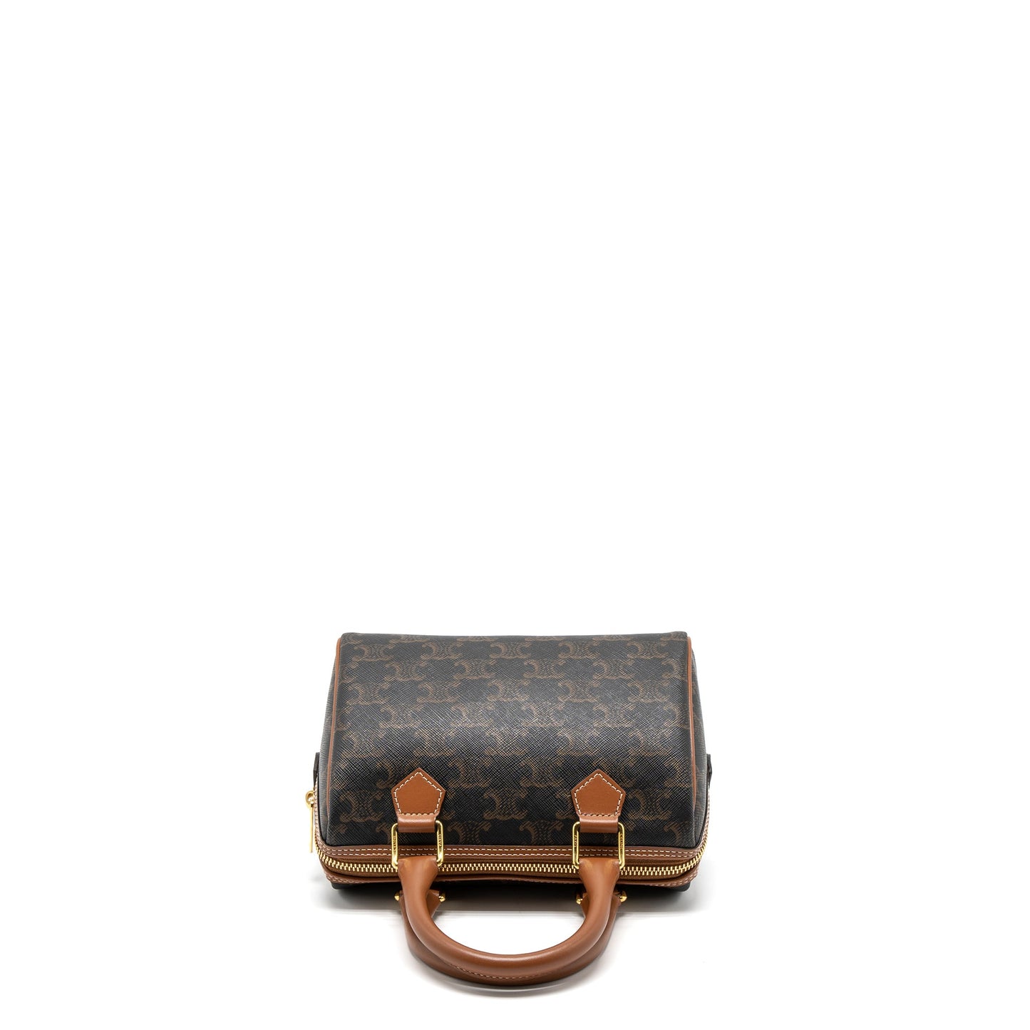 Celine Small Boston Bag Triomphe Canvas/Calfskin Tan GHW