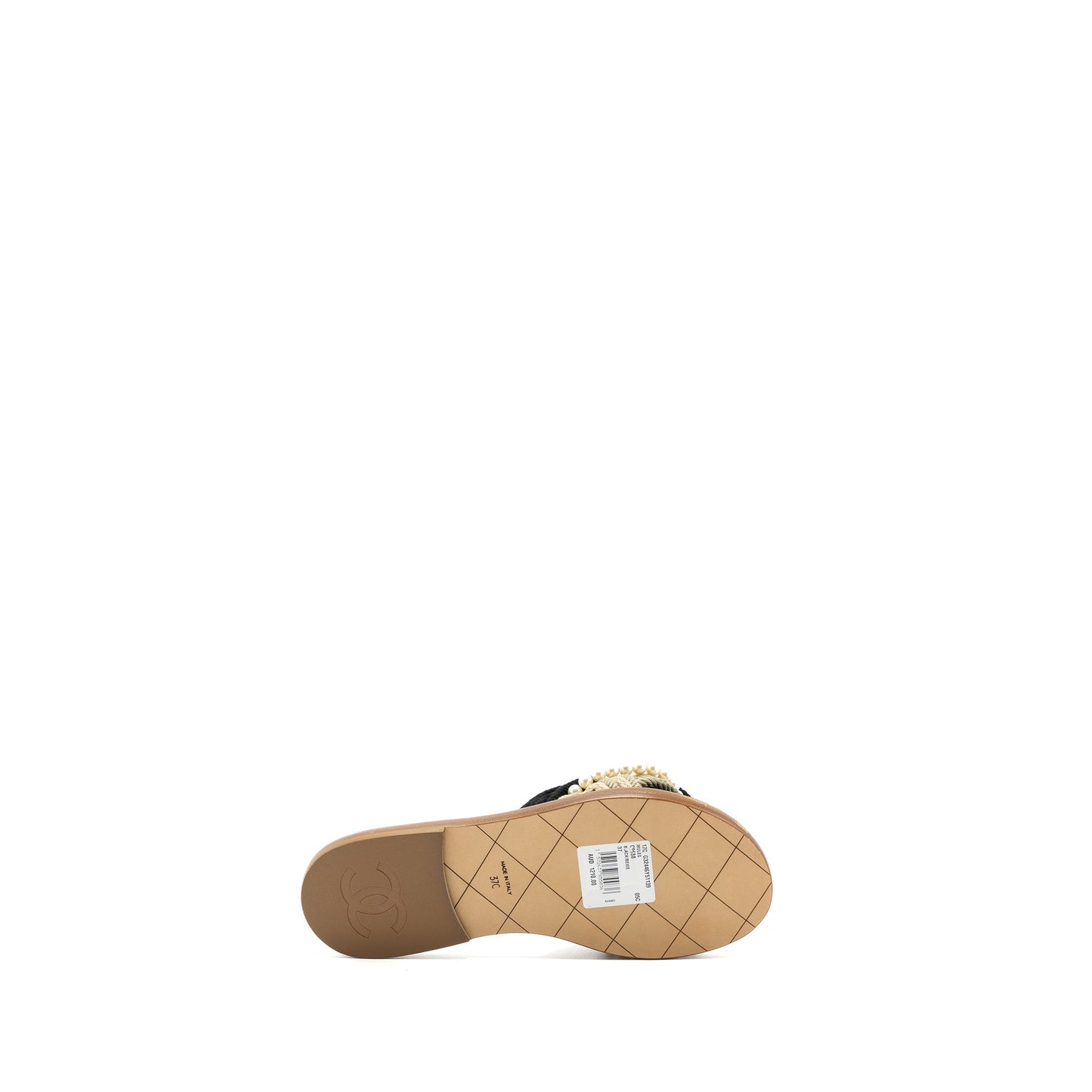 Chanel Size 37 Mules Cord/Lambskin Black