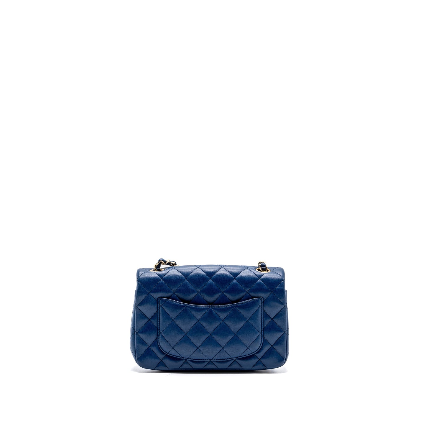 Chanel mini rectangular flap bag lambskin Blue LGHW