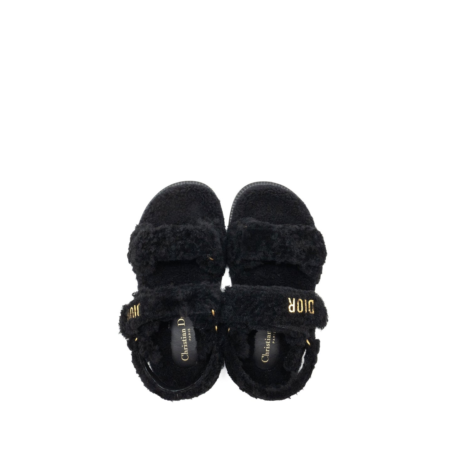 Luxury Dior Size 37 Luxury Dioract Sandal Shearling/Sheepskin Black GHW