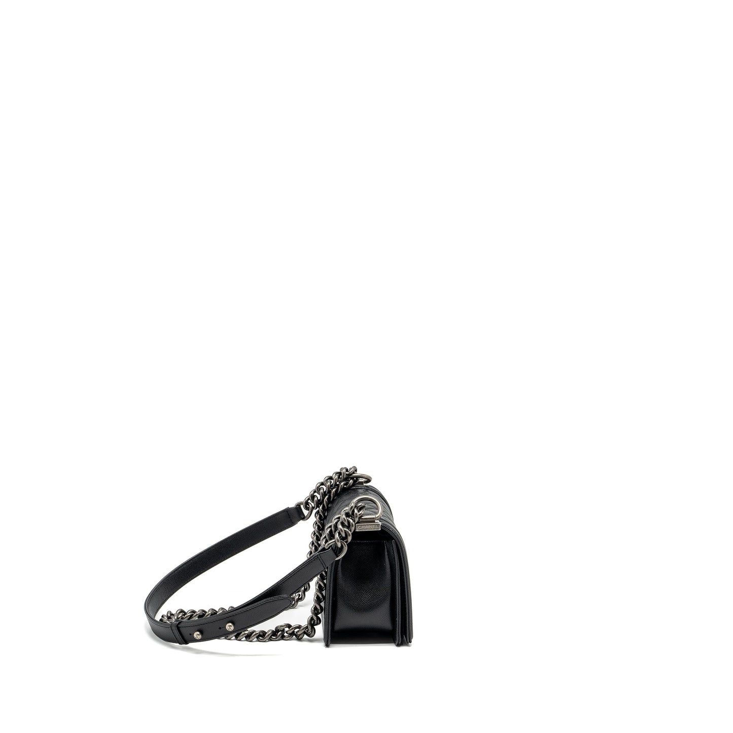 Chanel Small Boy Bag Caviar black Ruthenium Hardware (microchip)