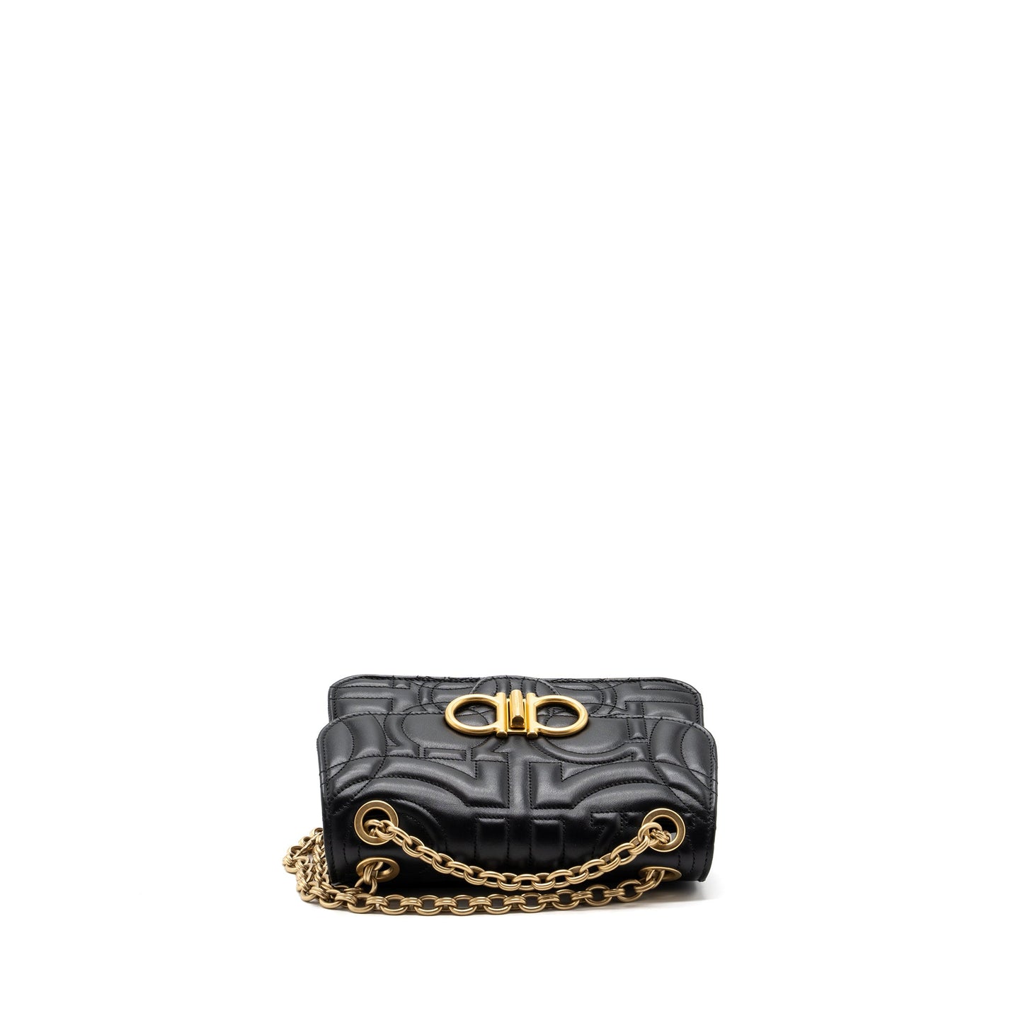 Salvatore Ferragamo glancing quilted leather shoulder bag calfskin black GHW