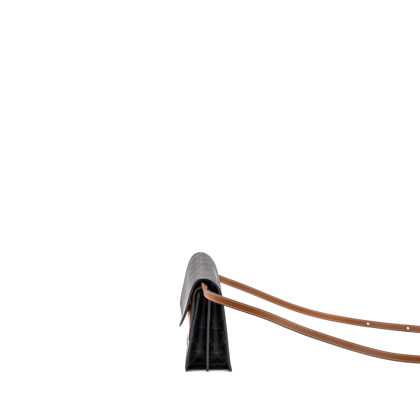 Celine Wallet On Strap Triomphe Canvas/ Lambskin Tan GHW
