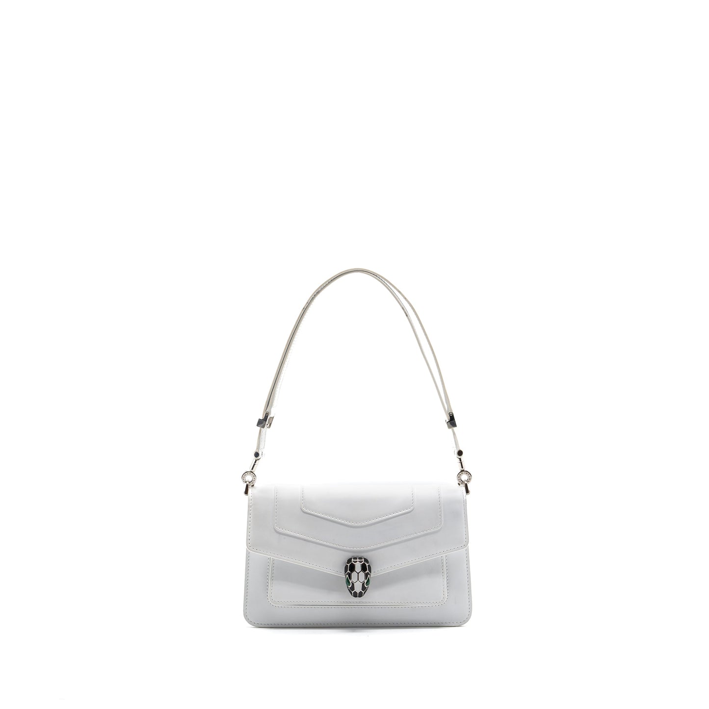 Bvlgari Serpenti Forever East-west Shoulder Bag Calfskin White SHW