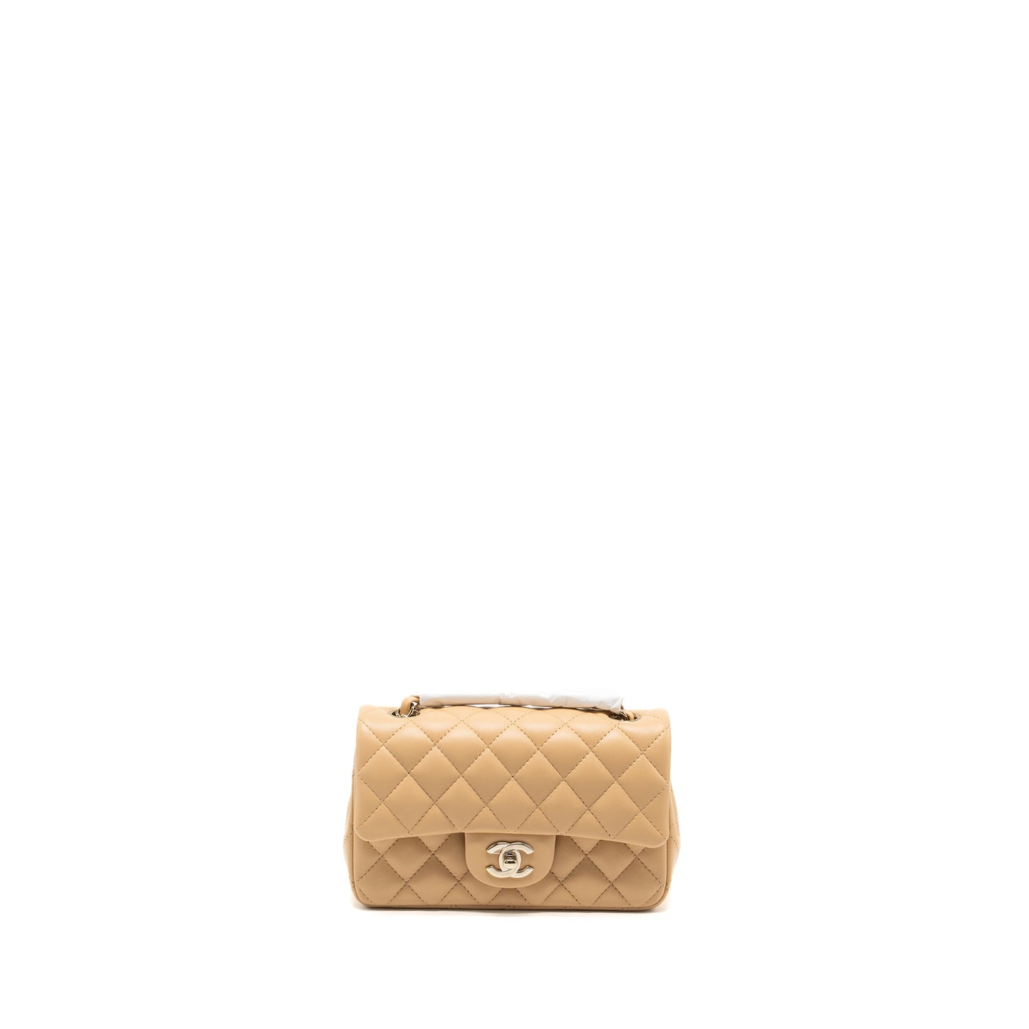 Chanel 22C mini rectangular flap bag lambskin beige LGHW (microchip)
