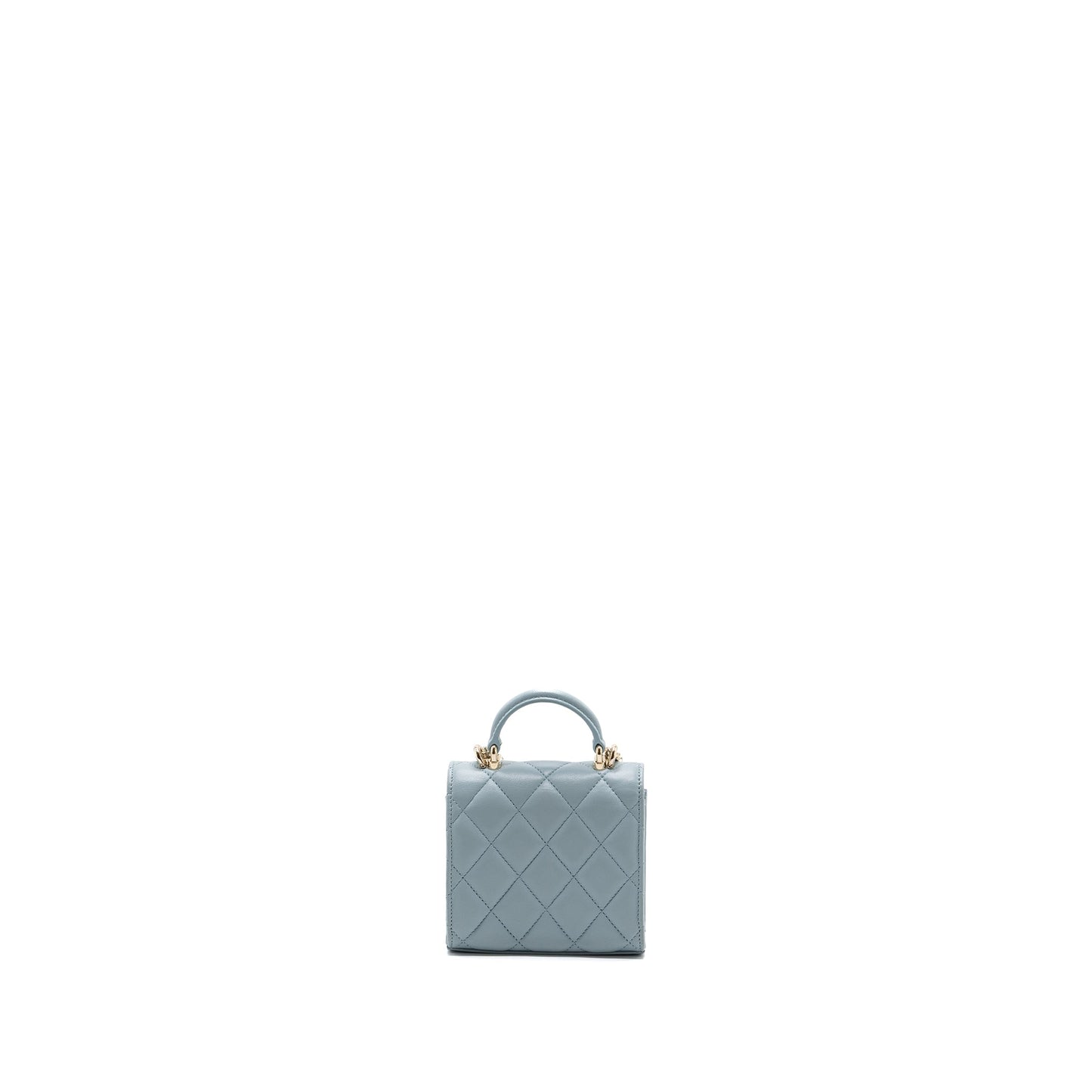 Chanel top handle mini flap bag lambskin light blue LGHW