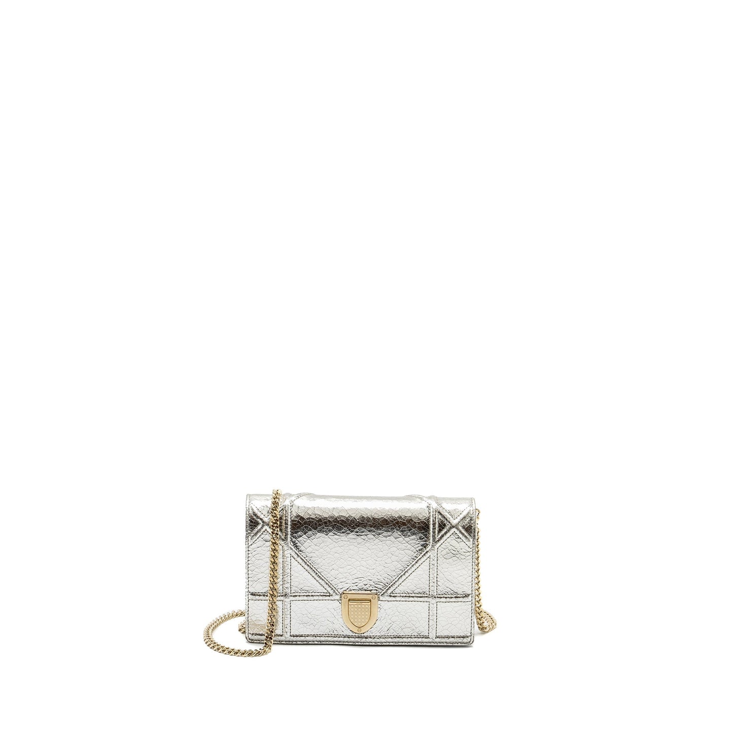 Luxury Dior Mini Luxury Diorama Bag Leather Metallic Silver LGHW