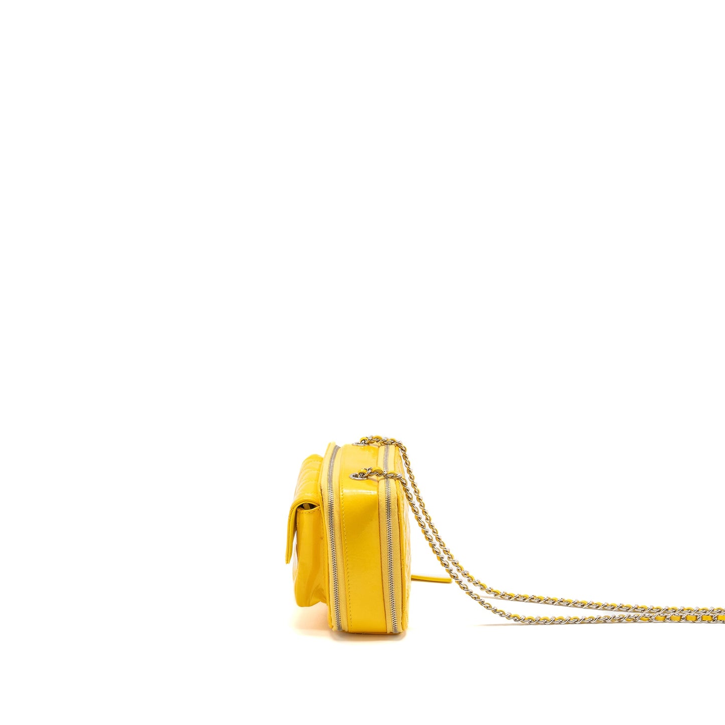 Chanel Pocket Box Camera Bag Patent Yellow SHW