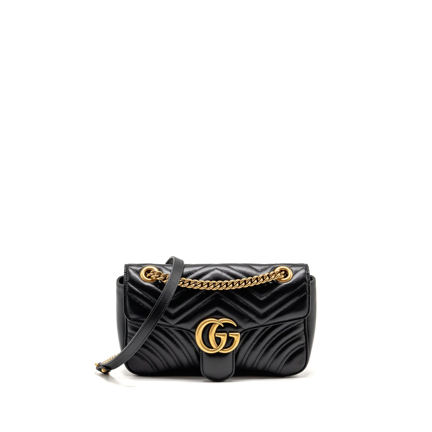 Gucci Medium GG Marmont shoulder Bag Calfskin Black GHW