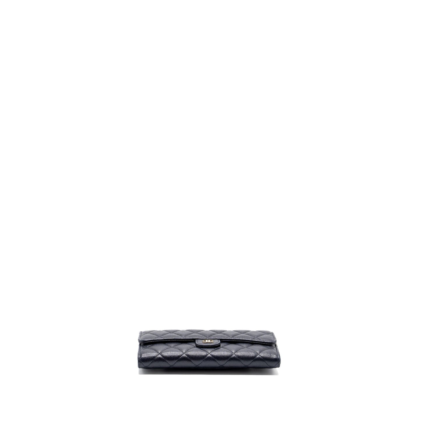 Chanel Classic Long Flap Wallet Caviar Navy LGHW