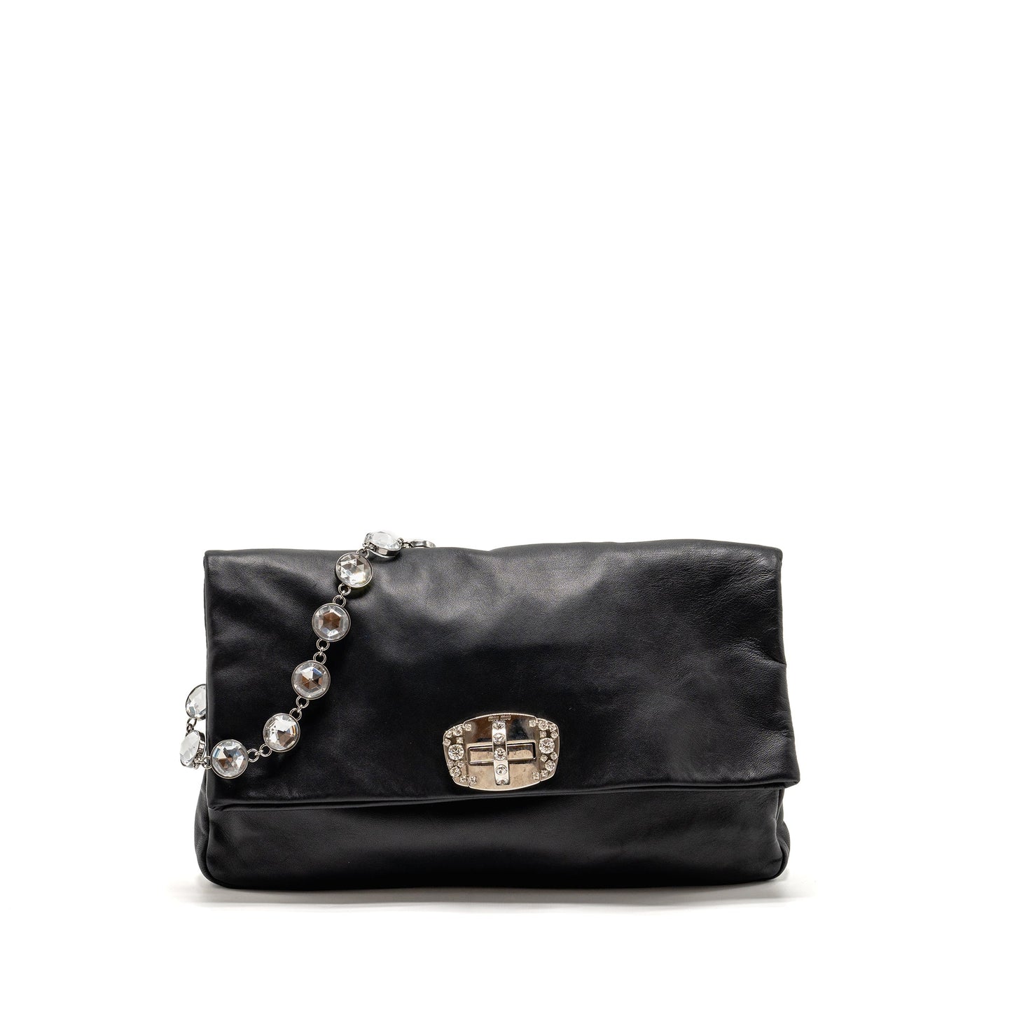 Miu miu large flap shoulder bag lambskin black SHW