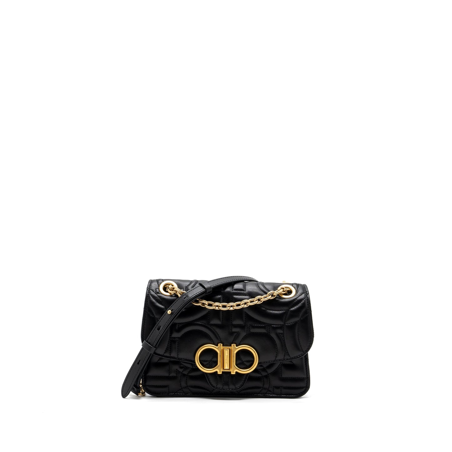 Salvatore Ferragamo glancing quilted leather shoulder bag calfskin black GHW