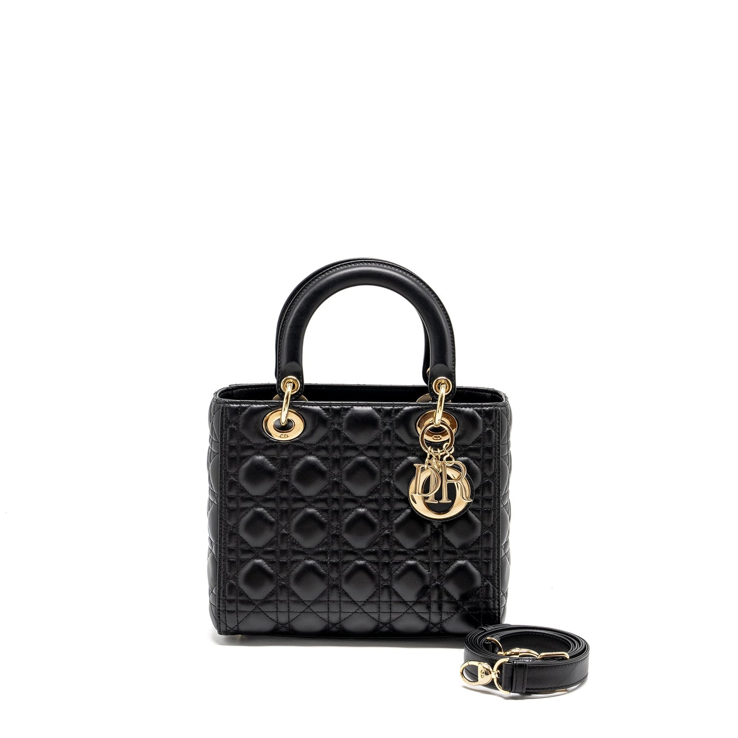 Luxury Dior Medium Lady Luxury Dior Lambskin Black LGHW