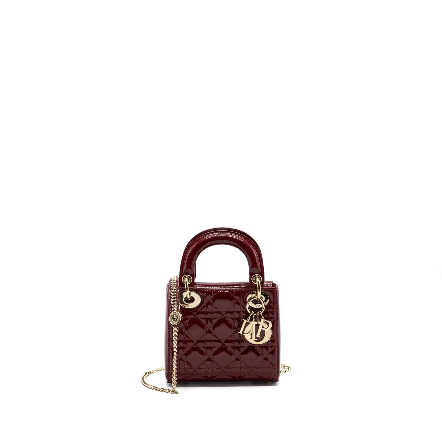 Luxury Dior Mini Lady Luxury Dior Patent Calfskin Red LGHW