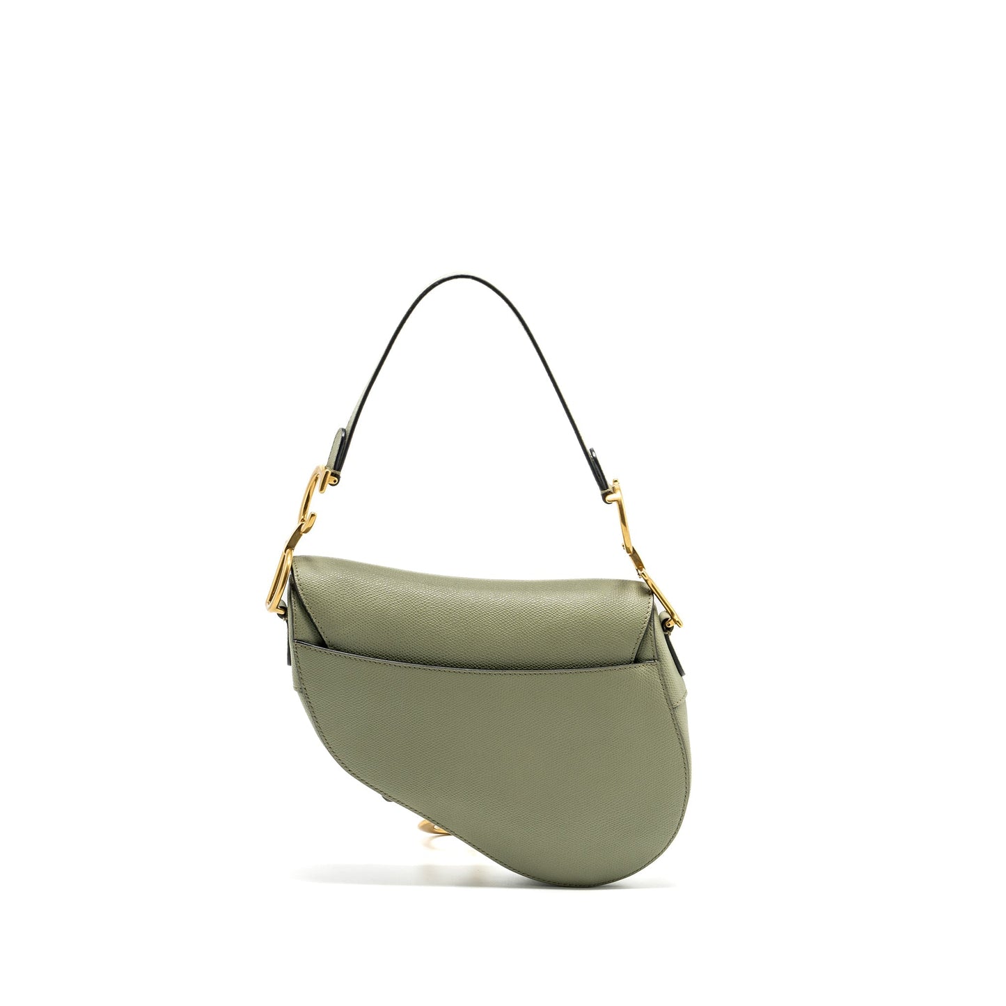 Luxury Dior Medium Saddle Bag Grained Calfskin Green GHW