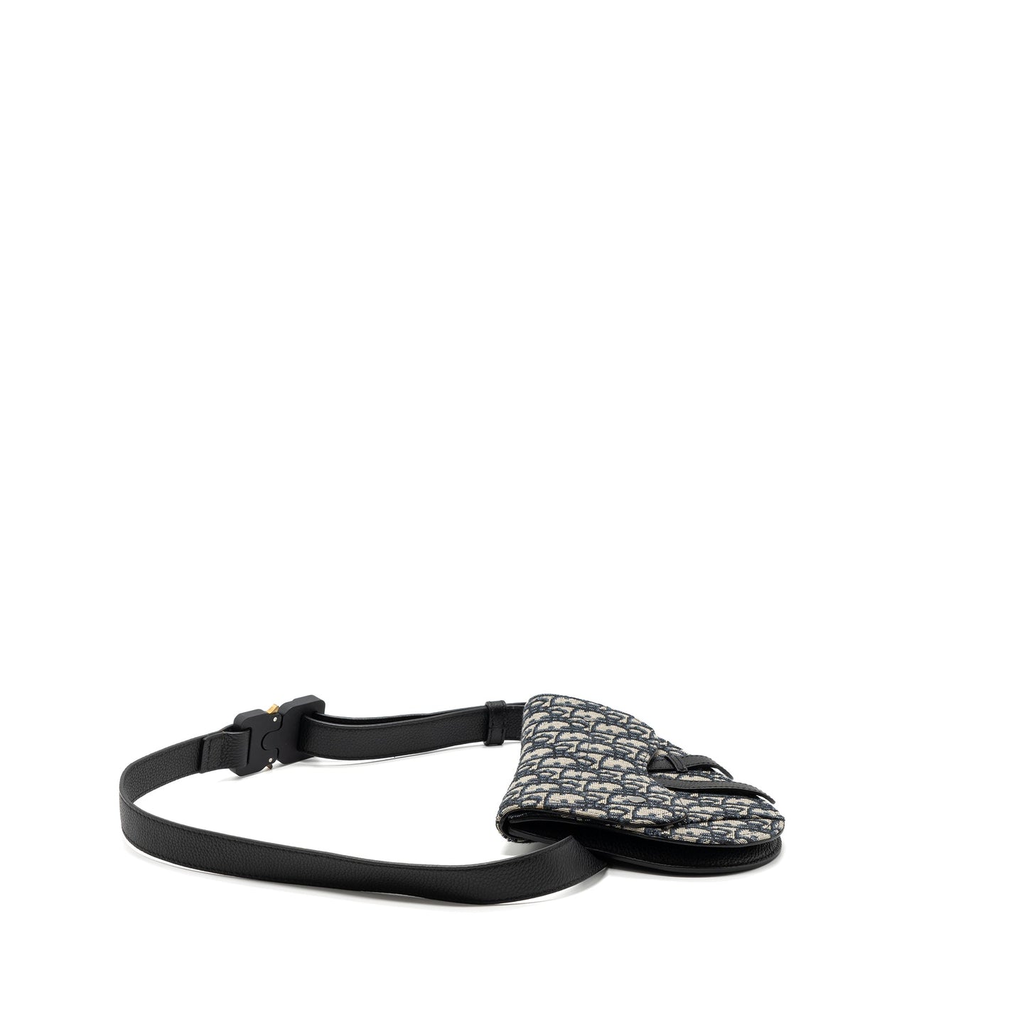 Luxury Dior saddle belt bag blue Luxury Dior oblique jacquard black hardware