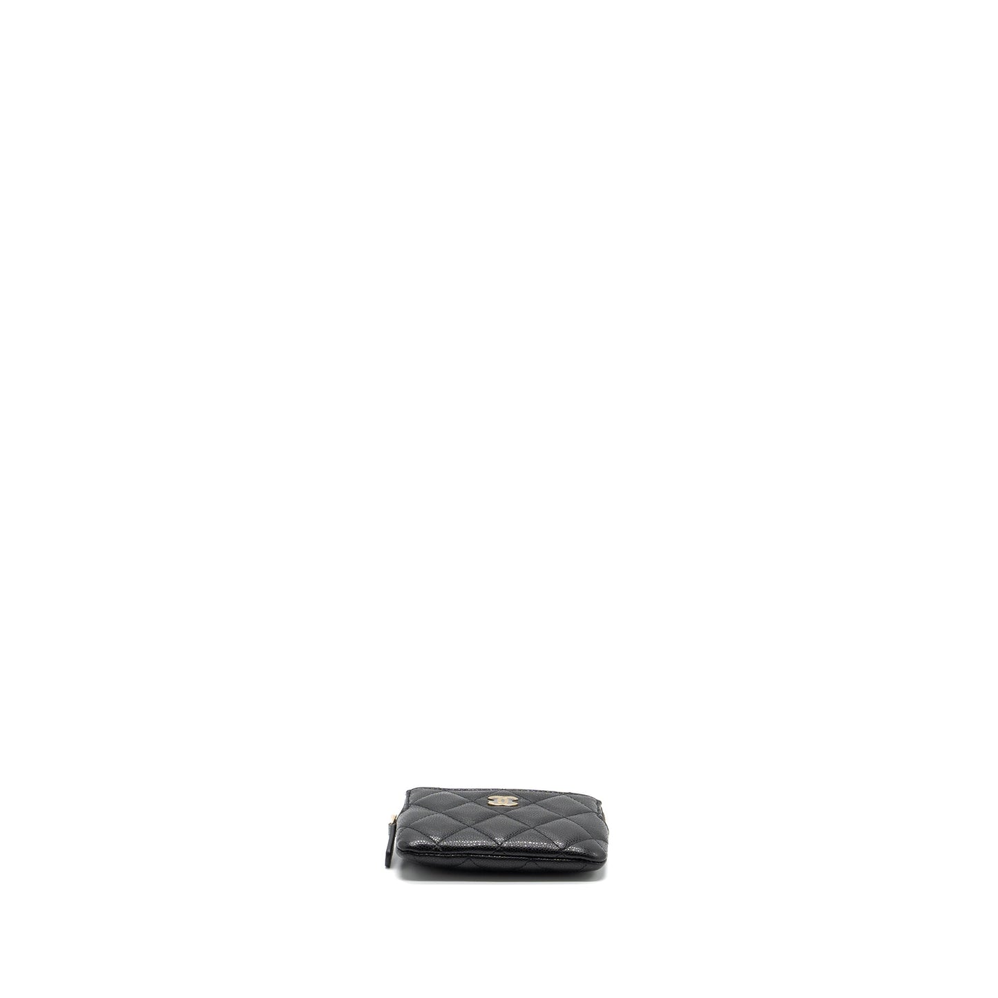 Chanel square zipper pouch card holder caviar Black LGHW (microchip)