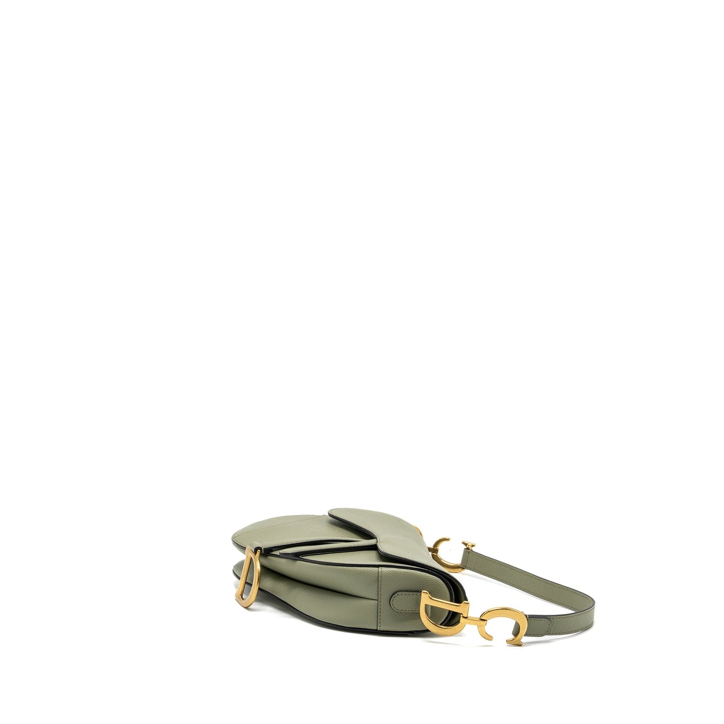Luxury Dior Medium Saddle Bag Grained Calfskin Green GHW