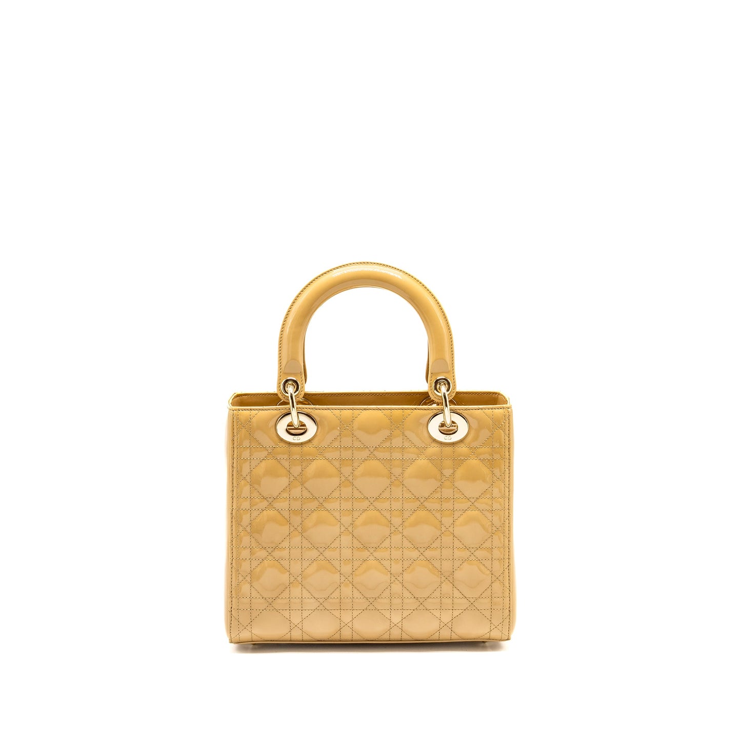 Luxury Dior Medium Lady Luxury Dior Patent Beige GHW