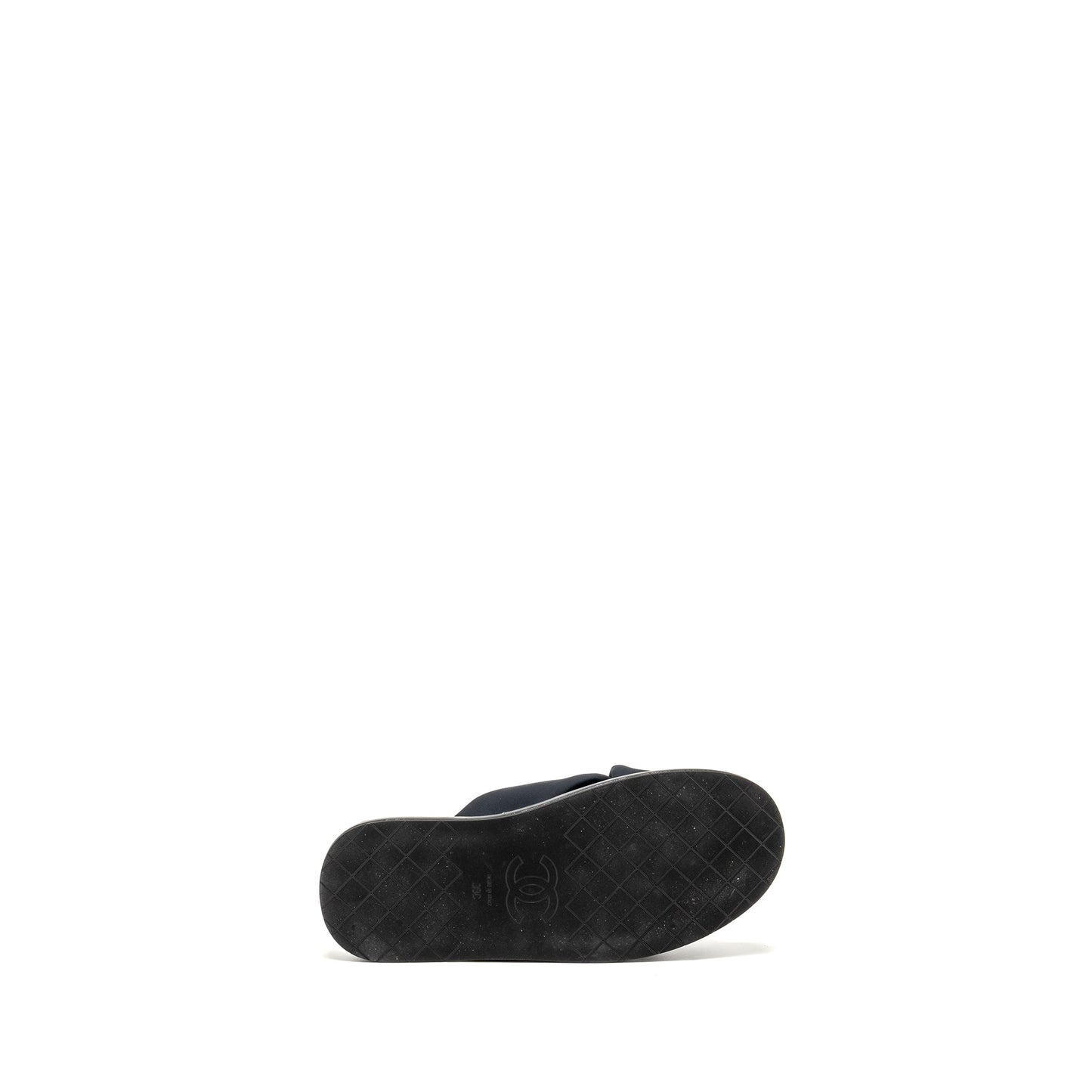 Chanel Size 38 CC Puffy Mule Sandals Fabric/Leather Black GHW