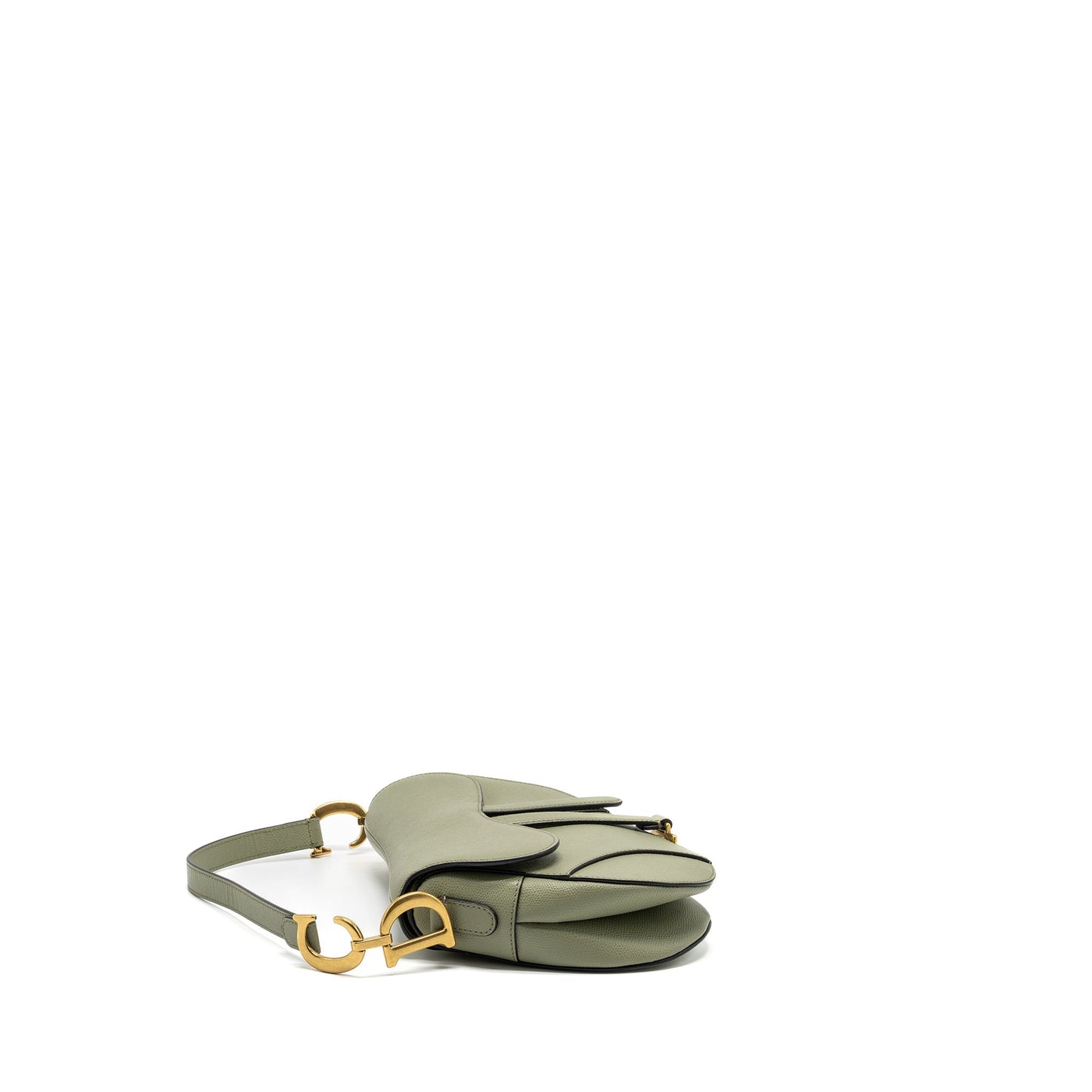 Luxury Dior Medium Saddle Bag Grained Calfskin Green GHW