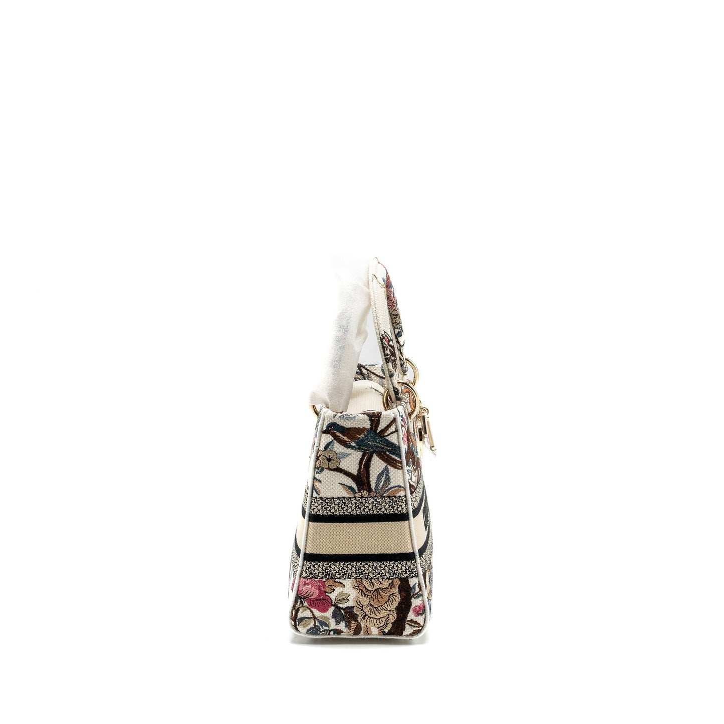 Luxury Dior Medium Lady D-Lite Bag Embroidery White/Multicolor LGHW