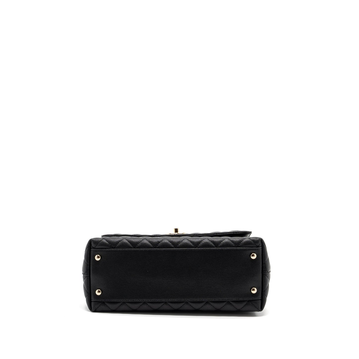 Chanel Medium Coco Handle Lizard Embossed Handle Caviar Black LGHW (Microchip)