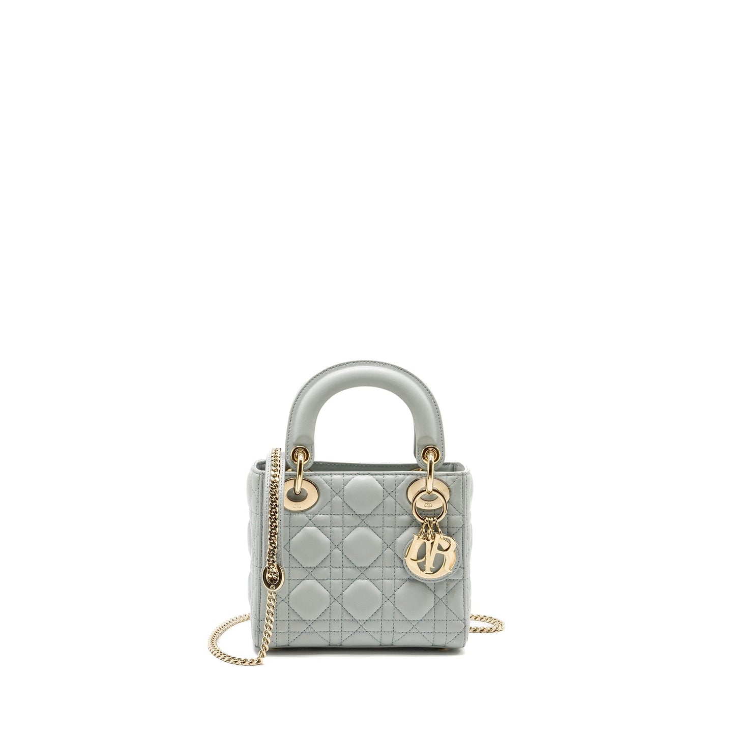 Luxury Dior Mini Lady Luxury Dior Lambskin Light Blue LGHW