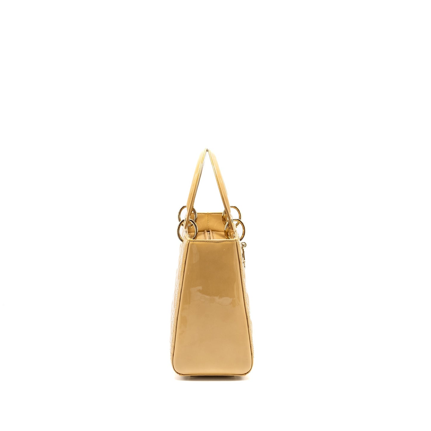 Luxury Dior Medium Lady Luxury Dior Patent Beige GHW