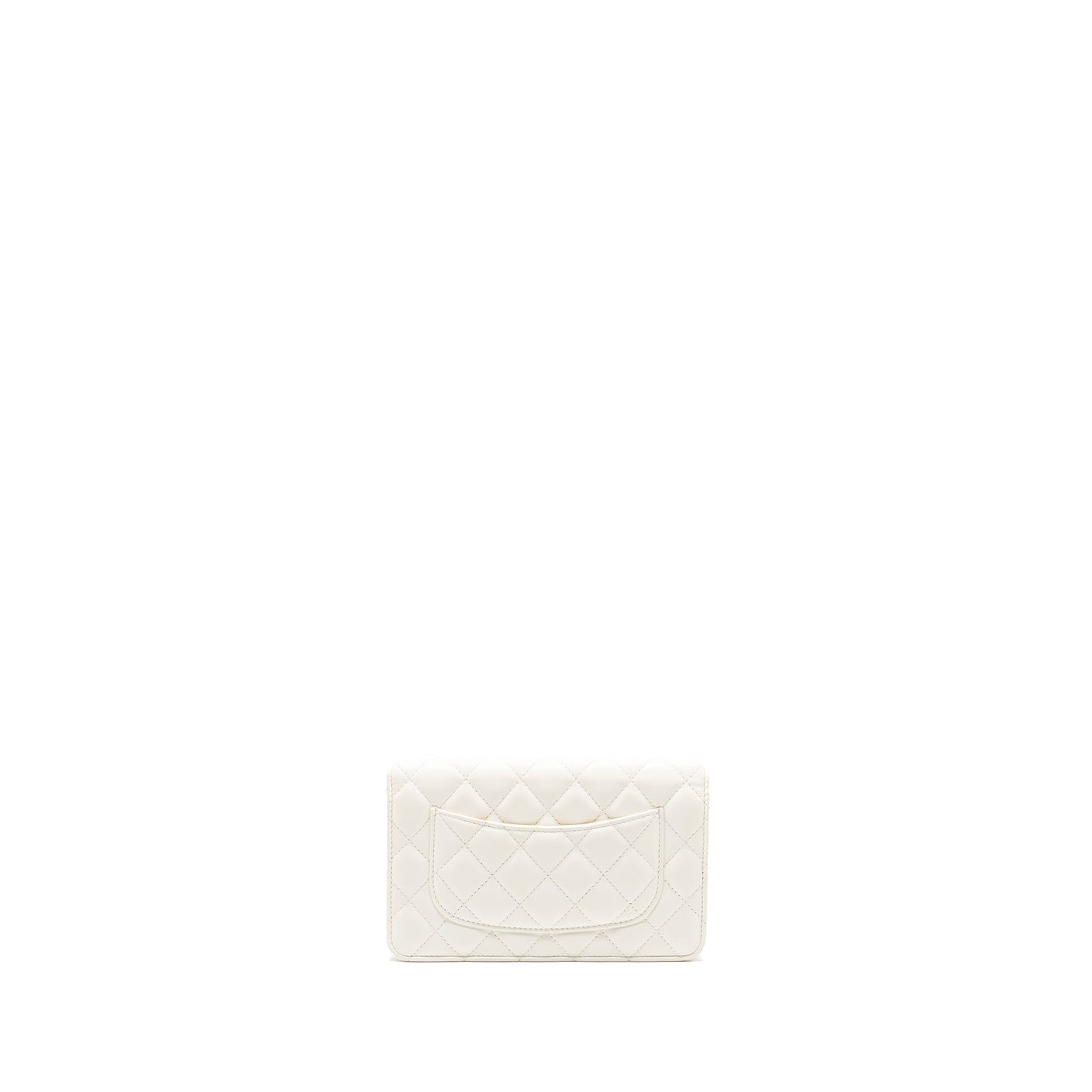 Chanel Pearl Crush Wallet on Chain Lambskin White GHW (Microchip)