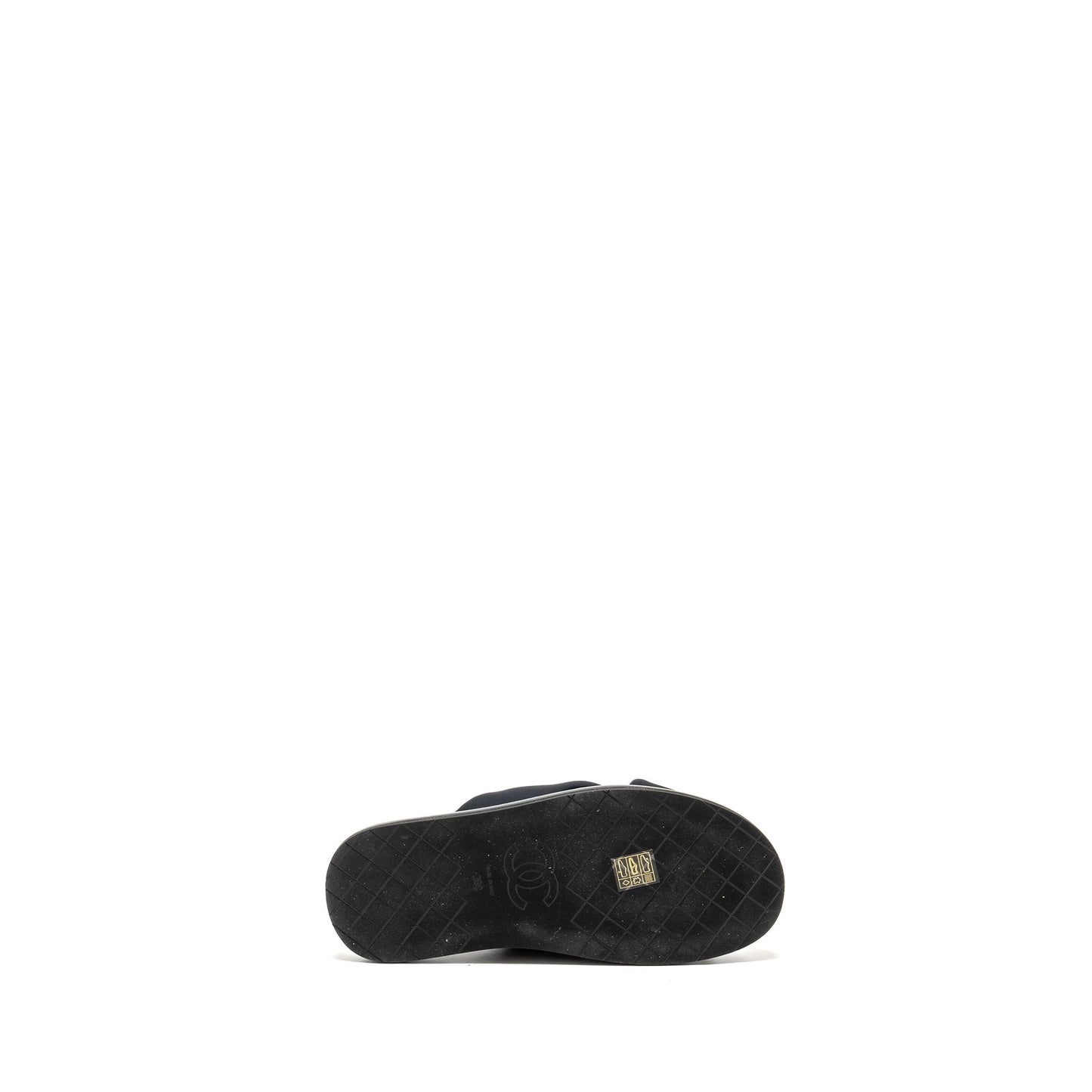 Chanel Size 38 CC Puffy Mule Sandals Fabric/Leather Black GHW
