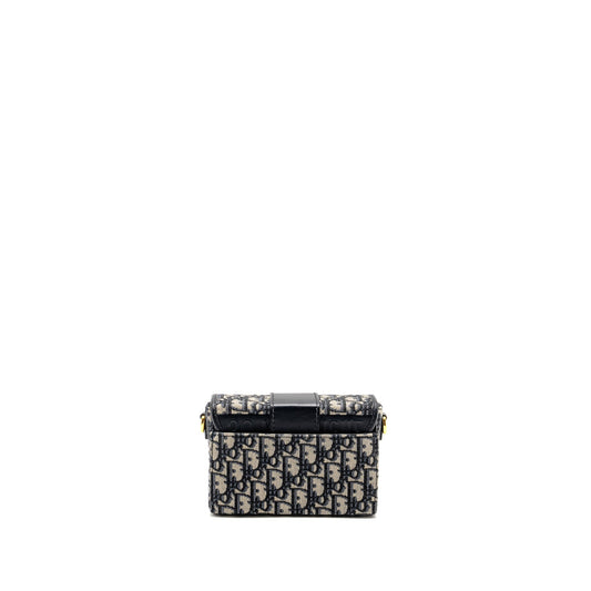 Luxury Dior 30 Montaigne Box Blue Oblique Jacquard GHW