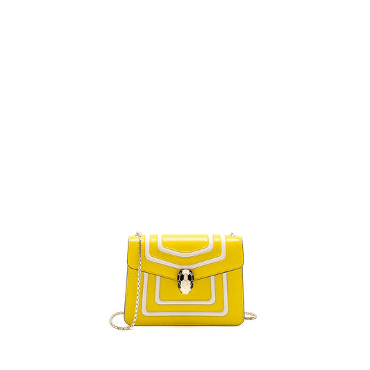 Bvlgari Serpenti Forever Crossbody Bag Calfskin Yellow/White LGHW