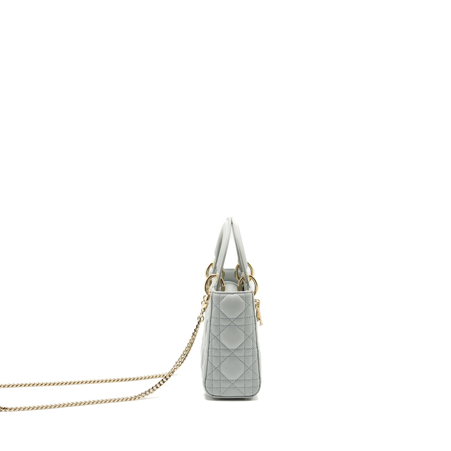 Luxury Dior Mini Lady Luxury Dior Lambskin Light Blue LGHW