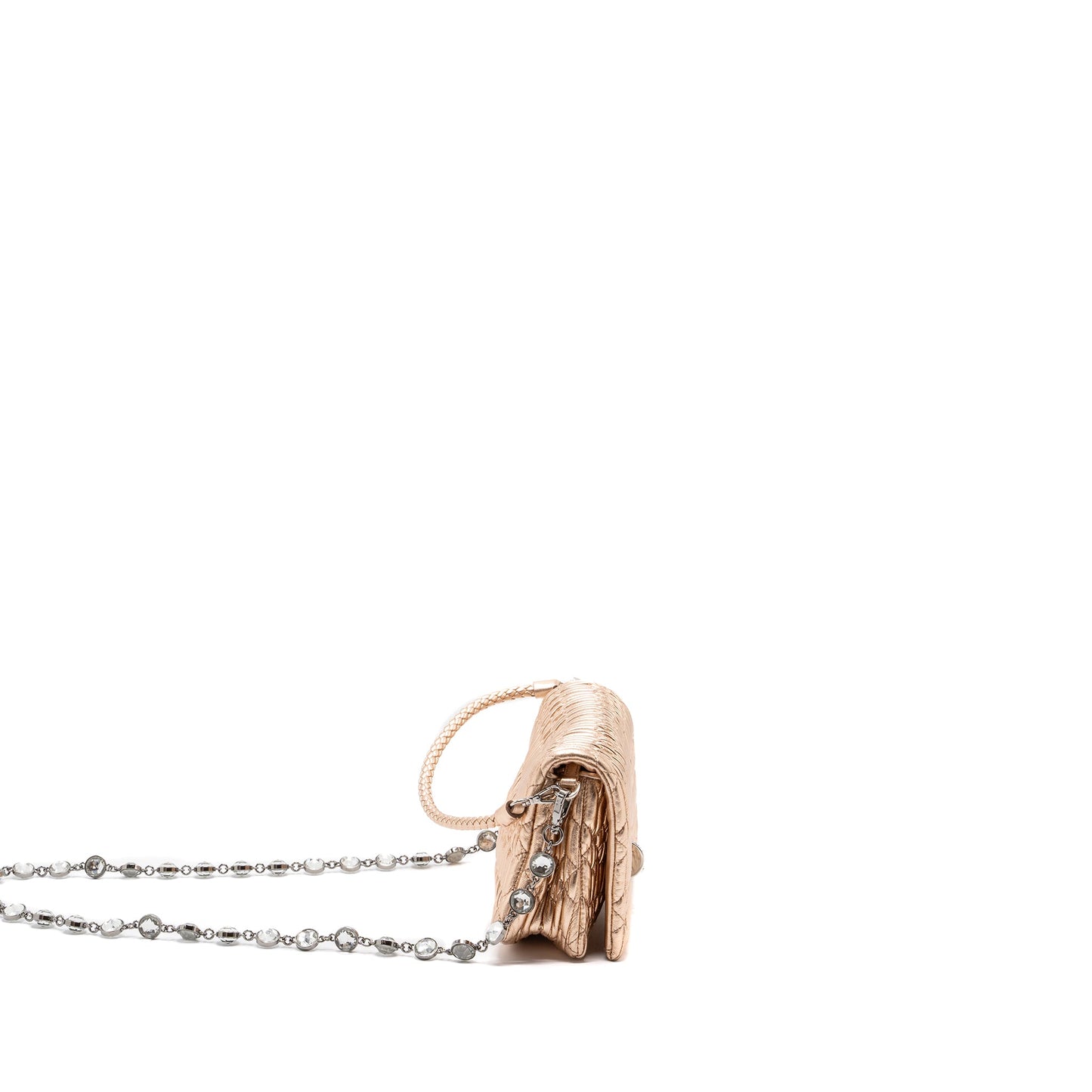 Miu Miu Crystal Shoulder Bag Nappa Cipria Lame SHW