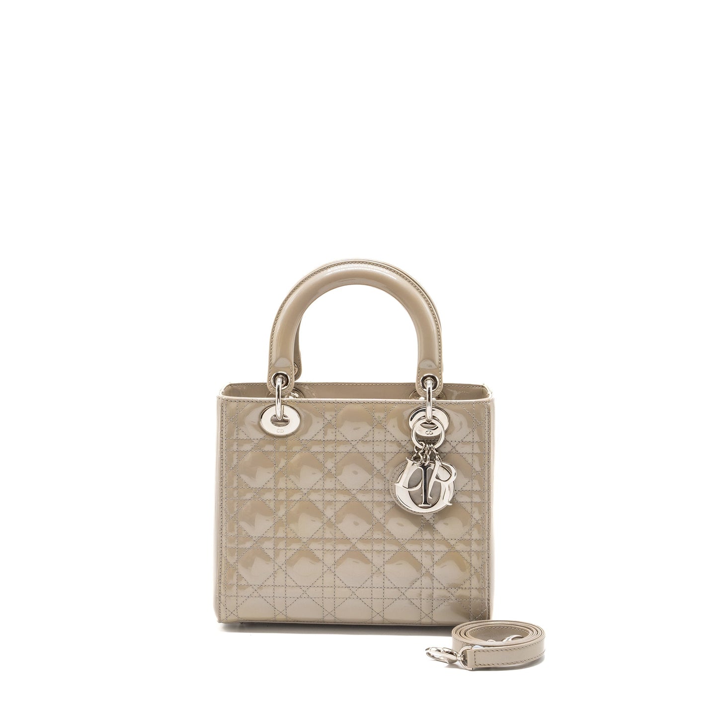 Luxury Dior medium lady Luxury Dior patent light grey SHW