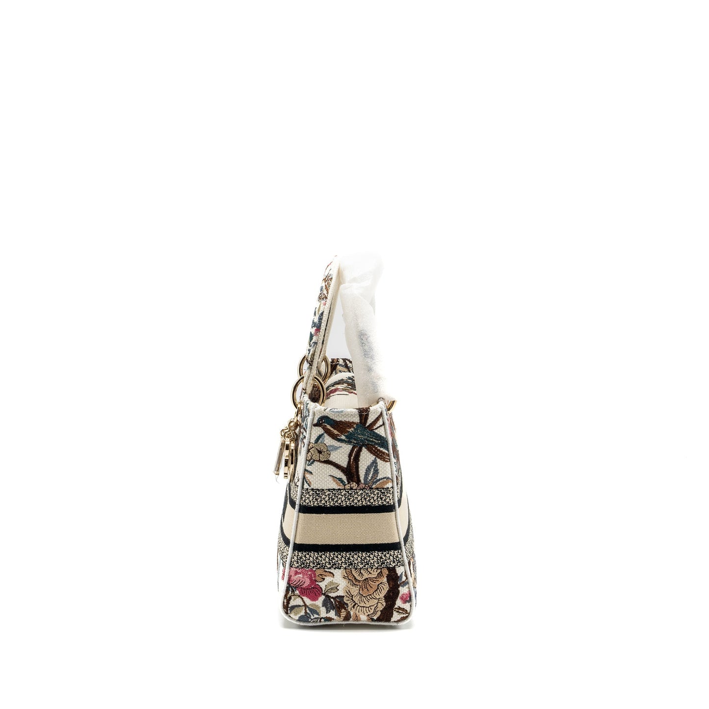 Luxury Dior Medium Lady D-Lite Bag Embroidery White/Multicolor LGHW