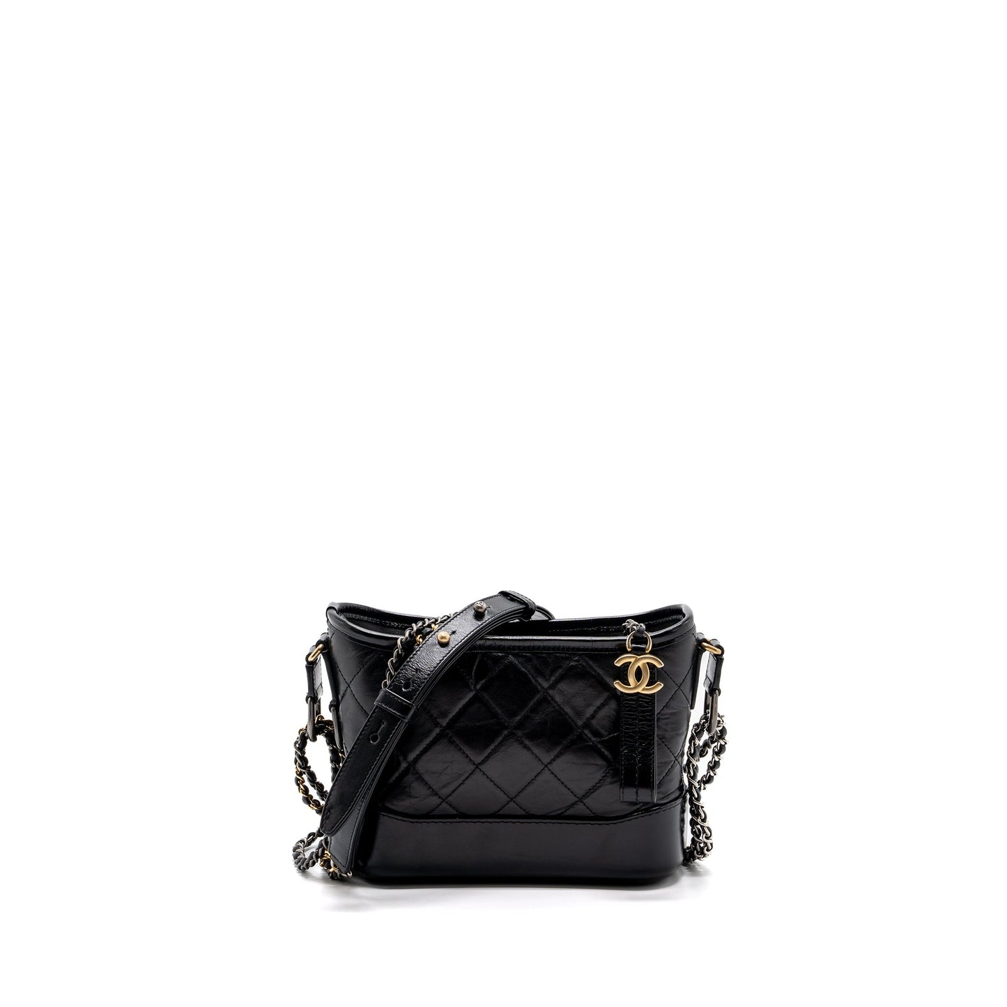 Chanel Small Gabrielle Hobo Bag Aged Calfskin Black multicolour Hardware