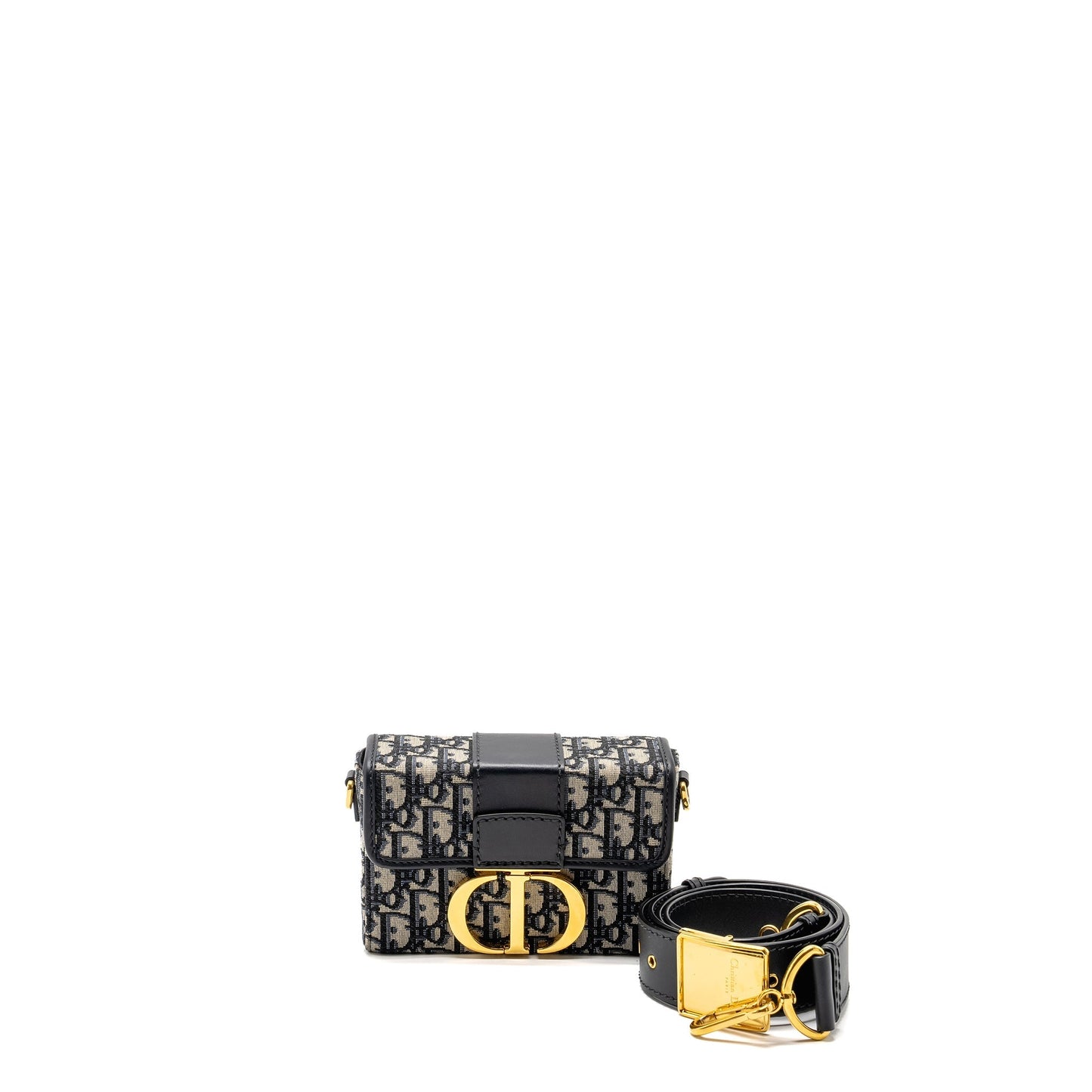 Luxury Dior 30 Montaigne Box Blue Oblique Jacquard GHW