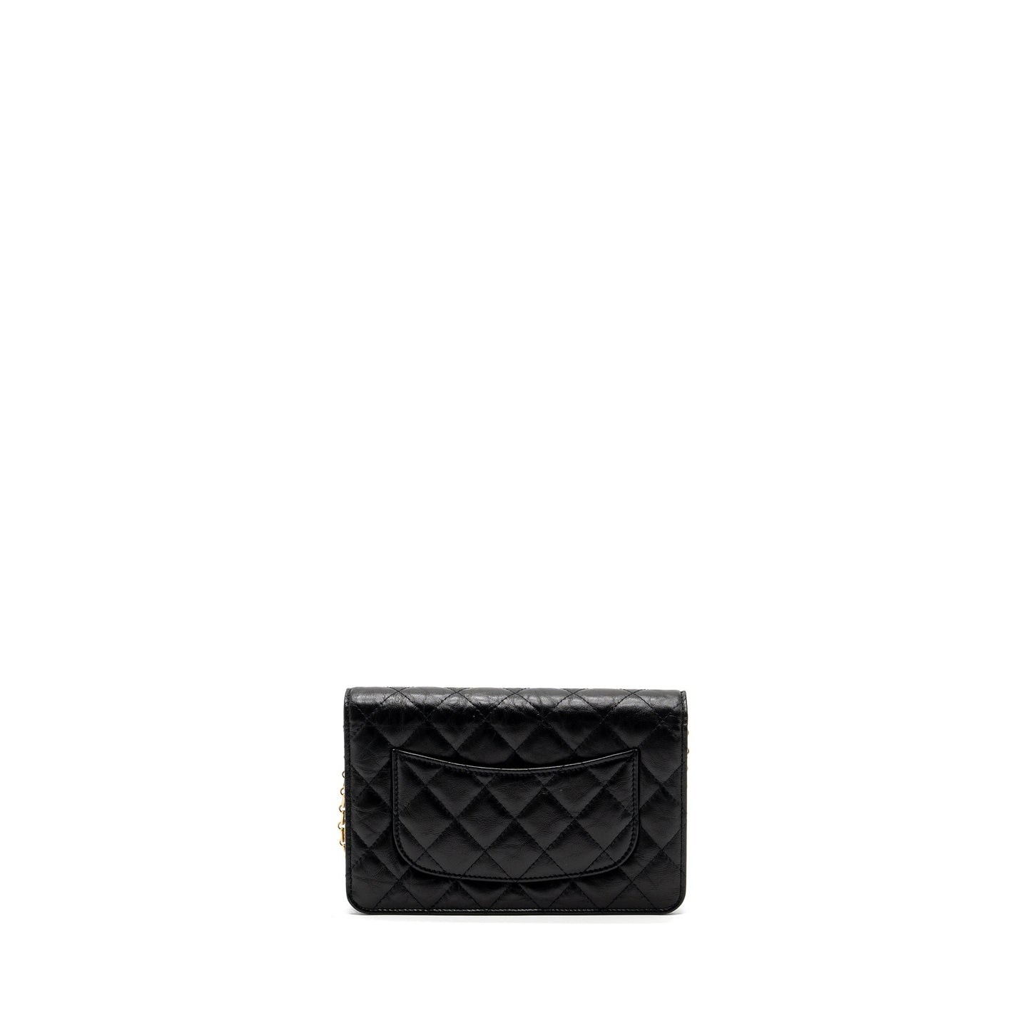 Chanel 2.55 Wallet on Chain Aged Calfskin Black Brushed GHW (Microchip)