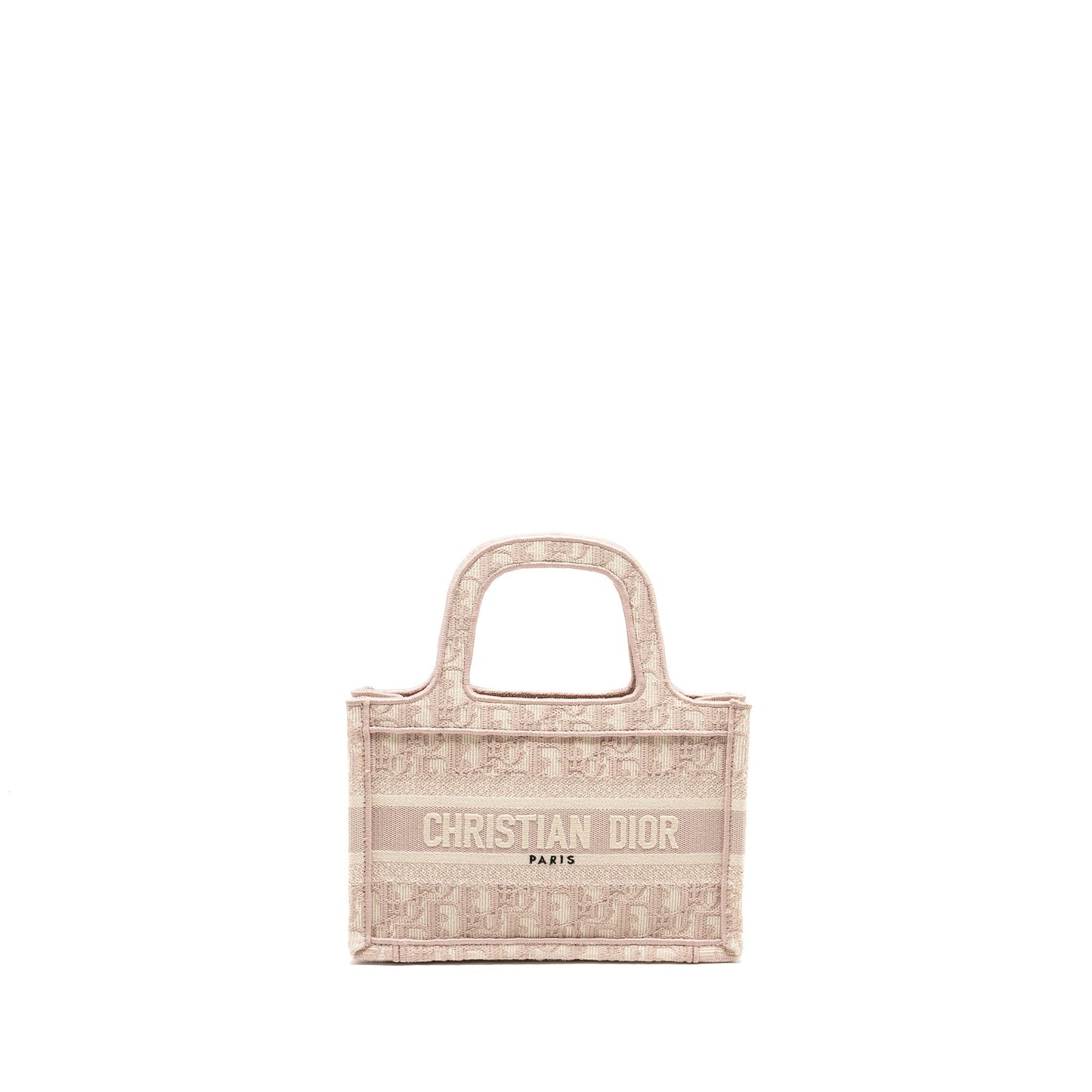 Luxury Dior Mini Book Tote Oblique Embroidery Pink