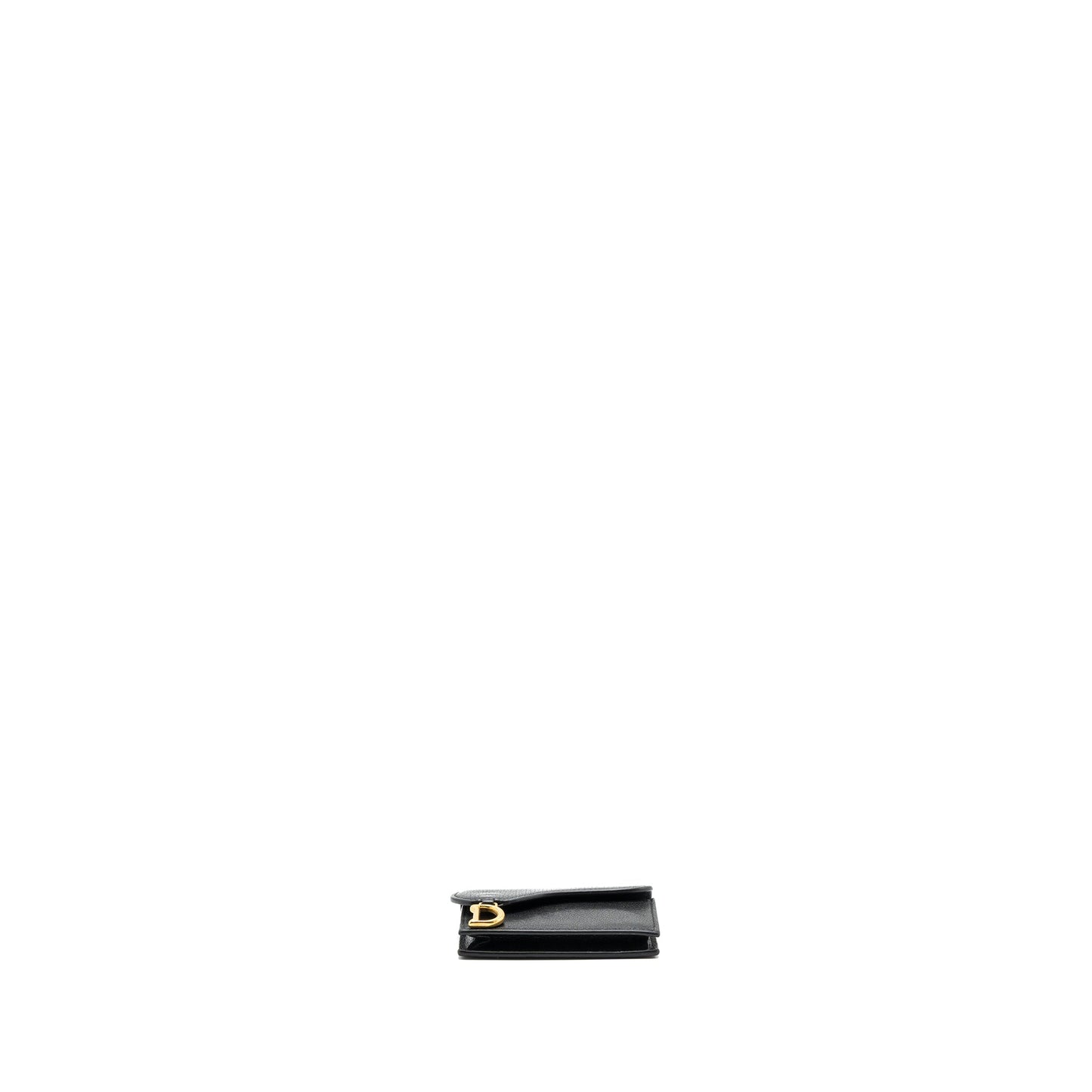Luxury Dior Saddle Flap Card Holder Goatskin Black GHW